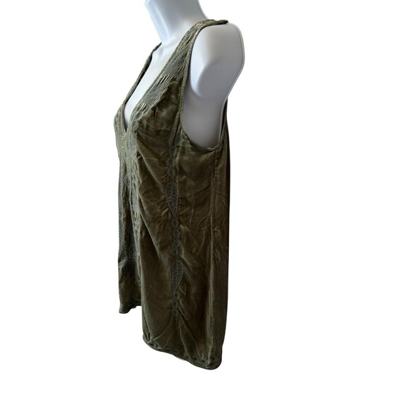 Johnny Was Yasmine Velvet Embroidered Sleeveless Silk Monochrome Green Size XS - Picture 4 of 11